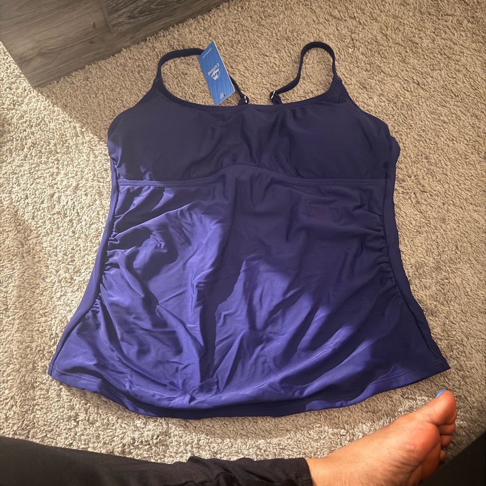 Lee Royal Blue Tankini Top with Built-In Shelf Bra